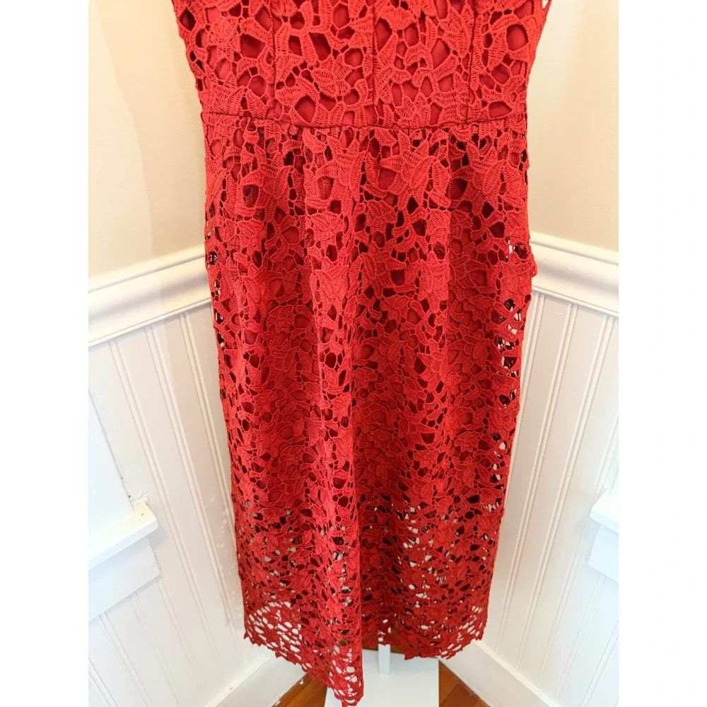 ASTR The Label Red Lace Cami Midi Dress Scalloped Wedding Guest Size S - Picture 13 of 16
